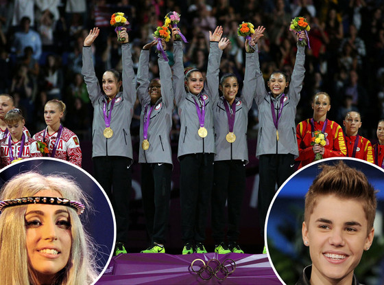 U.S. Women's Gymnastic Team, Lady Gaga, Justin Bieber U.S. Women's Gymnastic Team, Lady Gaga, Justin Bieber